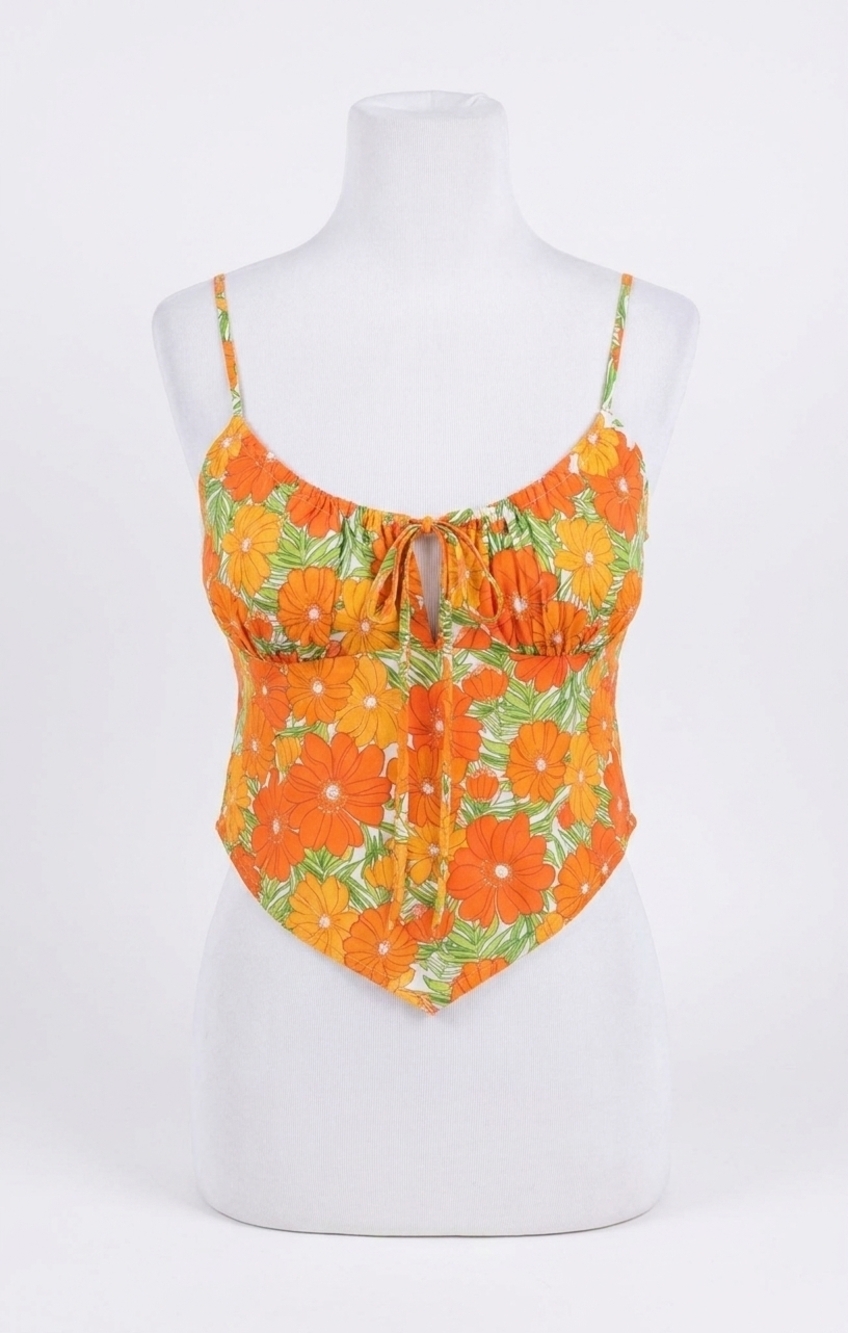 NEW SADIE & SAGE summer forever tie front camisole top in orange